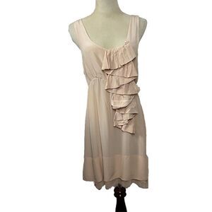 Eloise Anthropologie Womens M Medium Silk‎ Frayed Hem Sleeveless Ruffled Dress